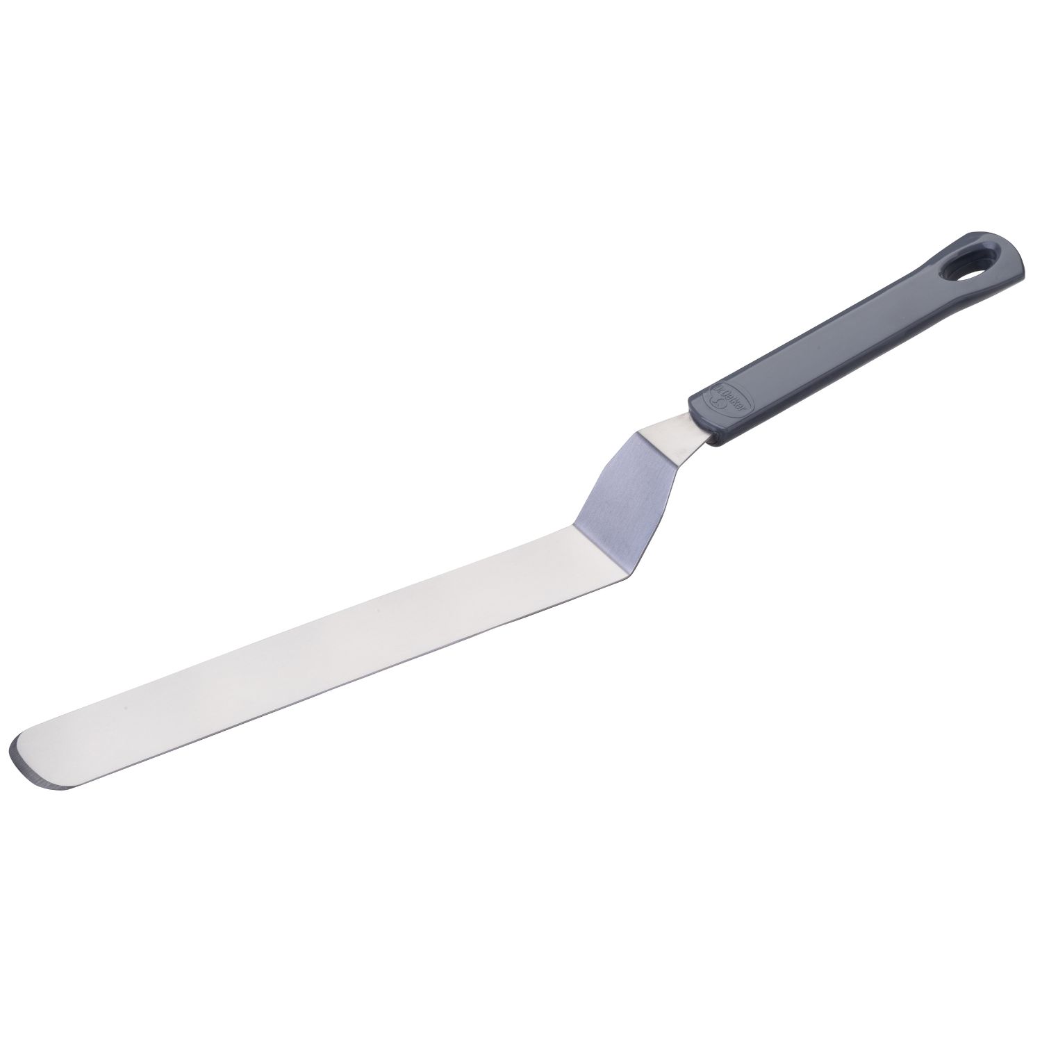 Eine Winkelpalette mit grauem Griff von seitlicher Ansicht