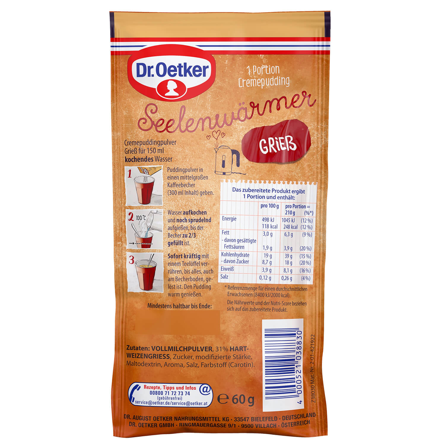 Seelenwärmer Tassen-Cremepudding Grieß