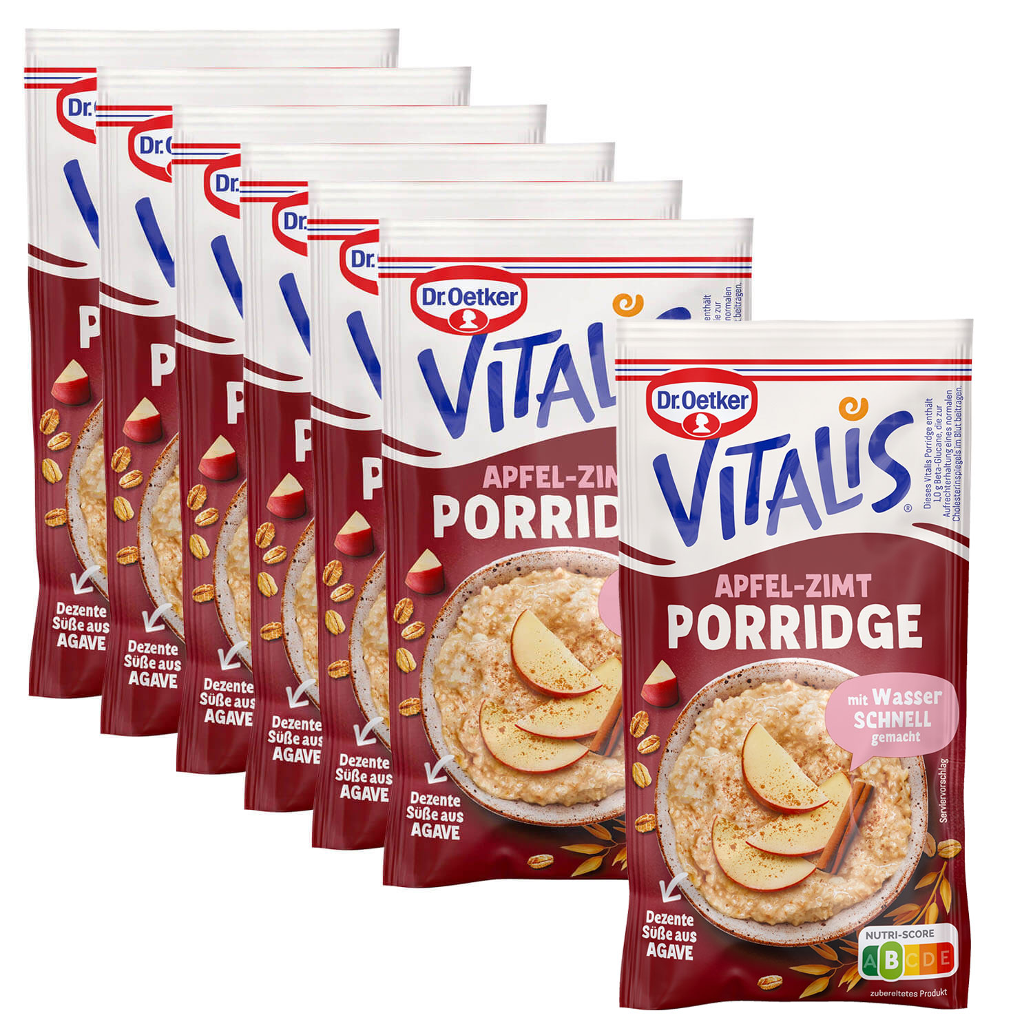 Vitalis Porridge Apfel-Zimt, 6er Pack + 1 gratis