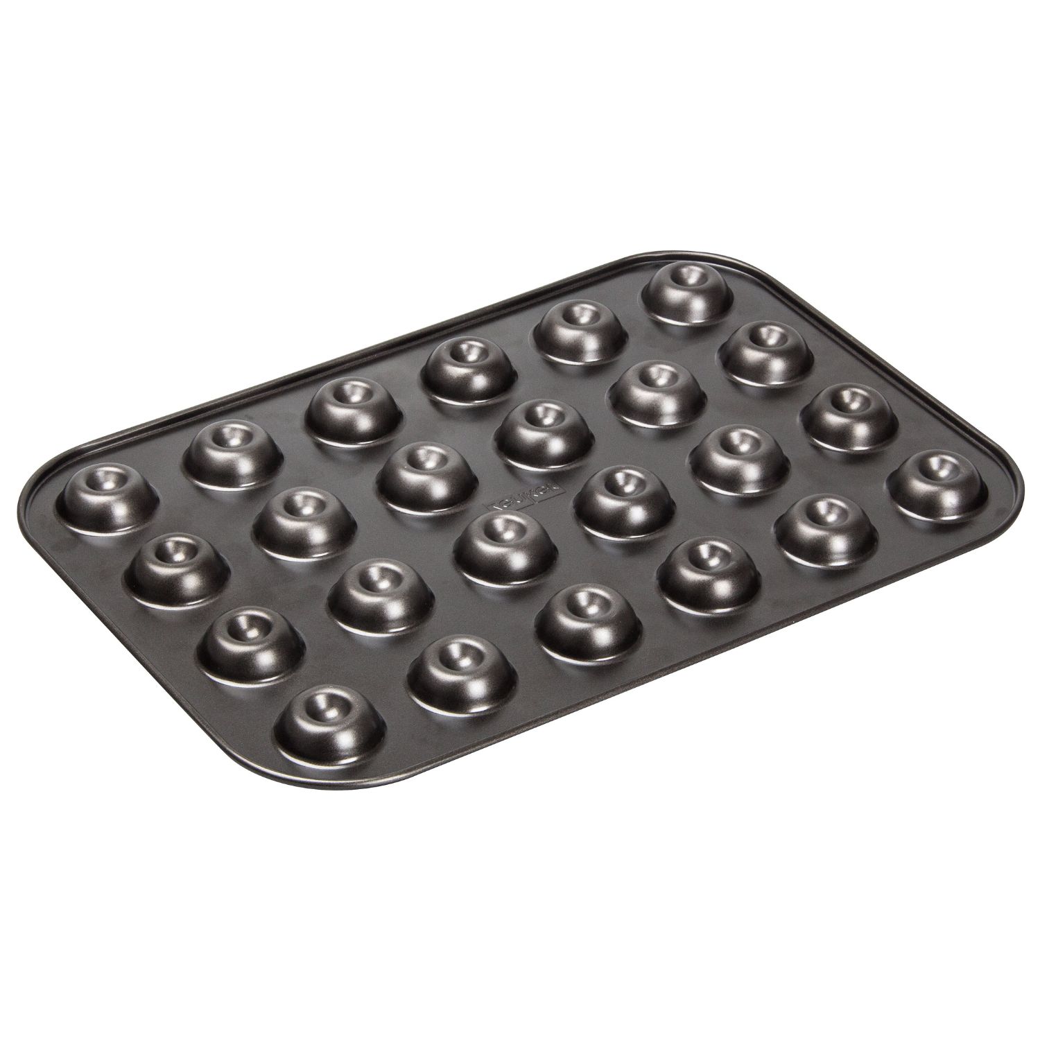 Husarenkrapfenbackblech auf weißem Hintergrund von der Unterseite