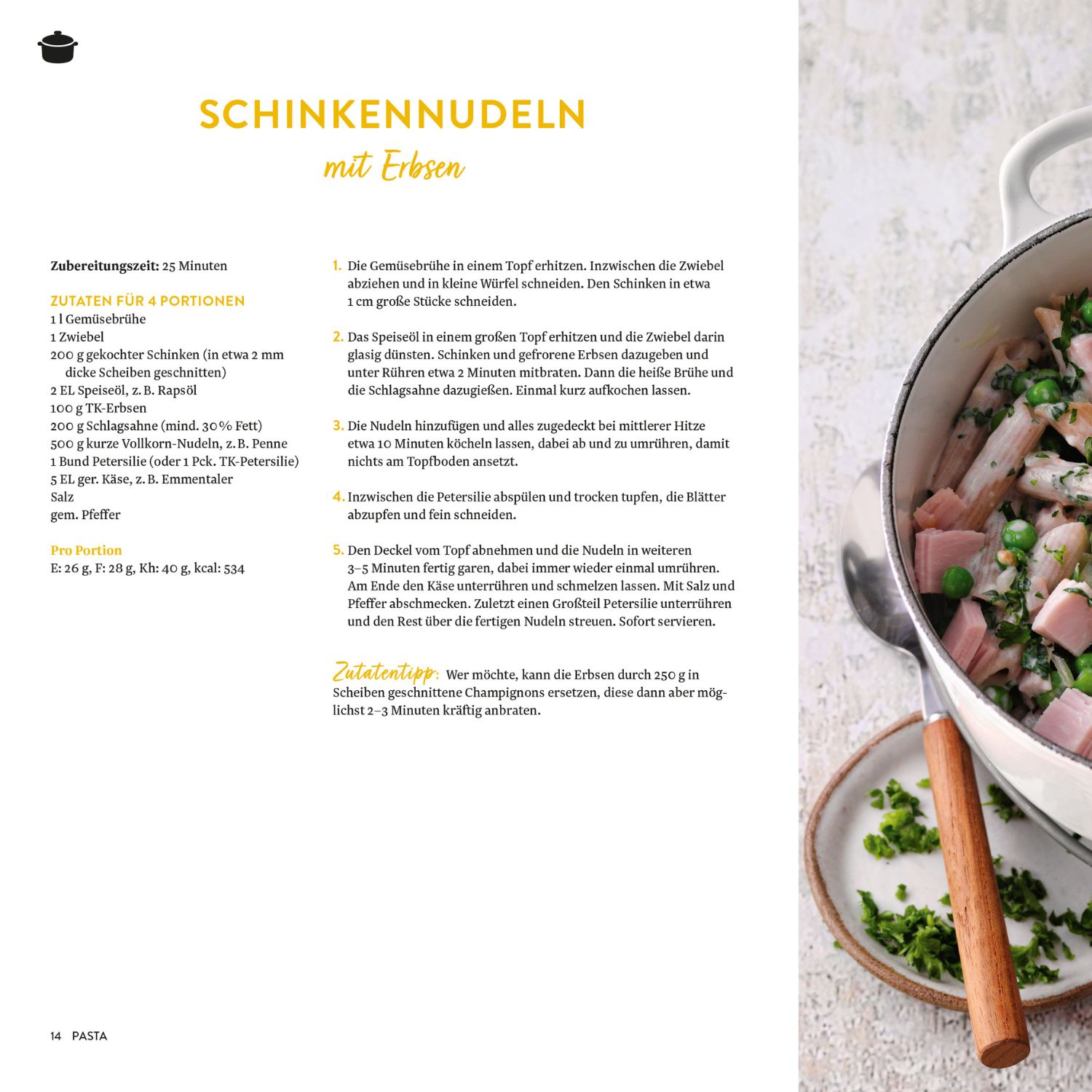 Rezeptausschnitt aus dem Dr. Oetker Kochbuch One Pot