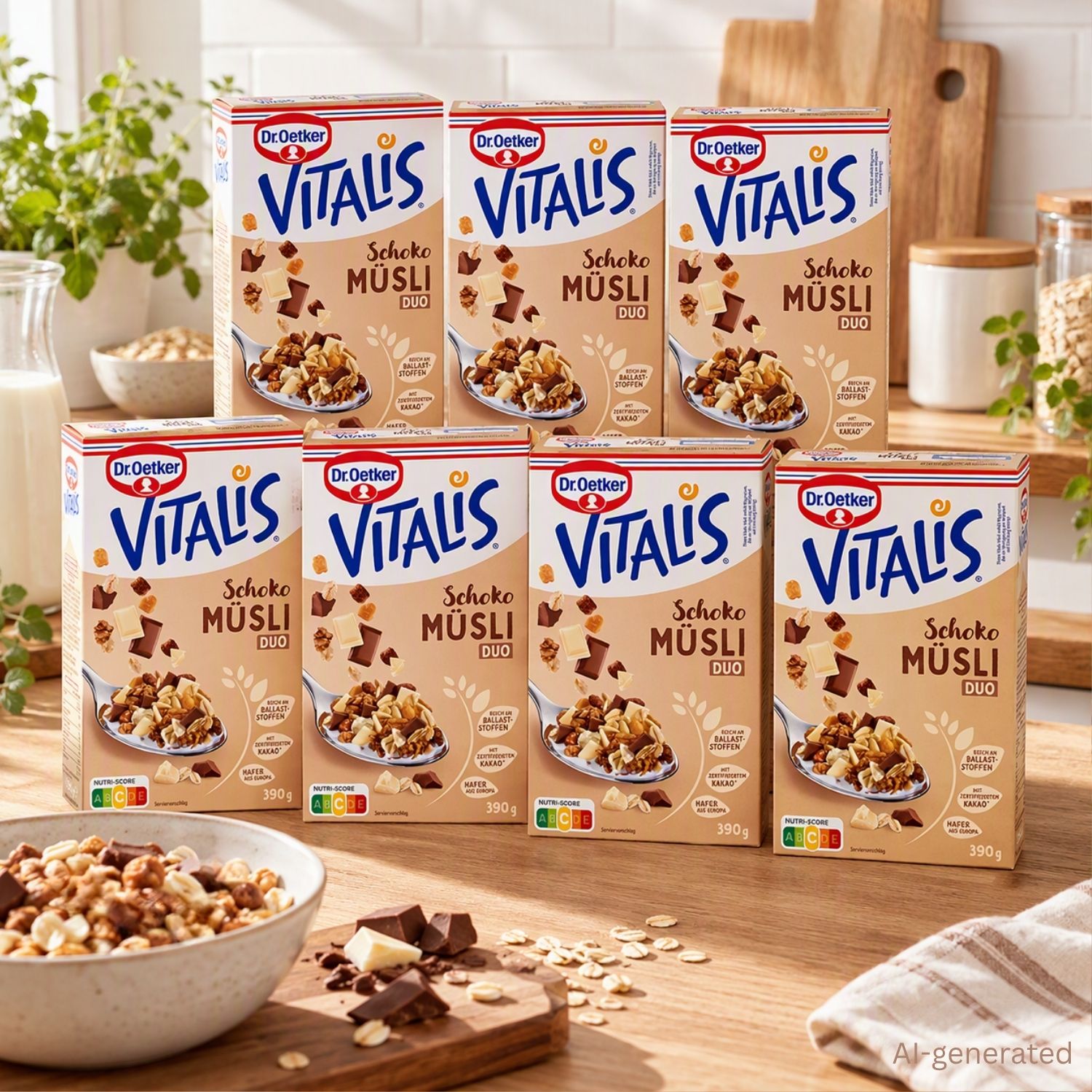 Vitalis Schoko Duo Müsli, 6er Pack + 1 gratis