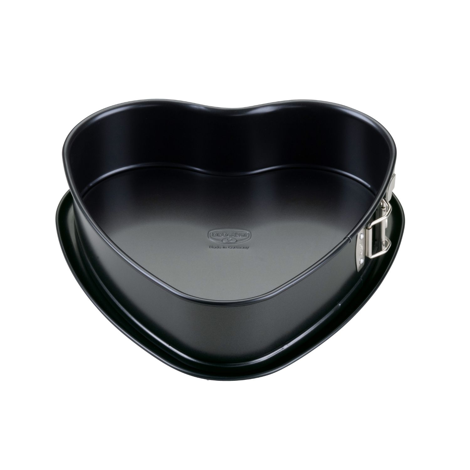 Herz-Springform von Vorne/Oben, weißer Hintergrund