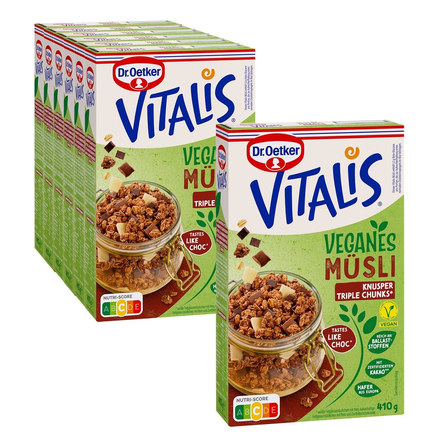 Vitalis Vegan Knusper Triple Chunks, 6er Pack + 1 gratis