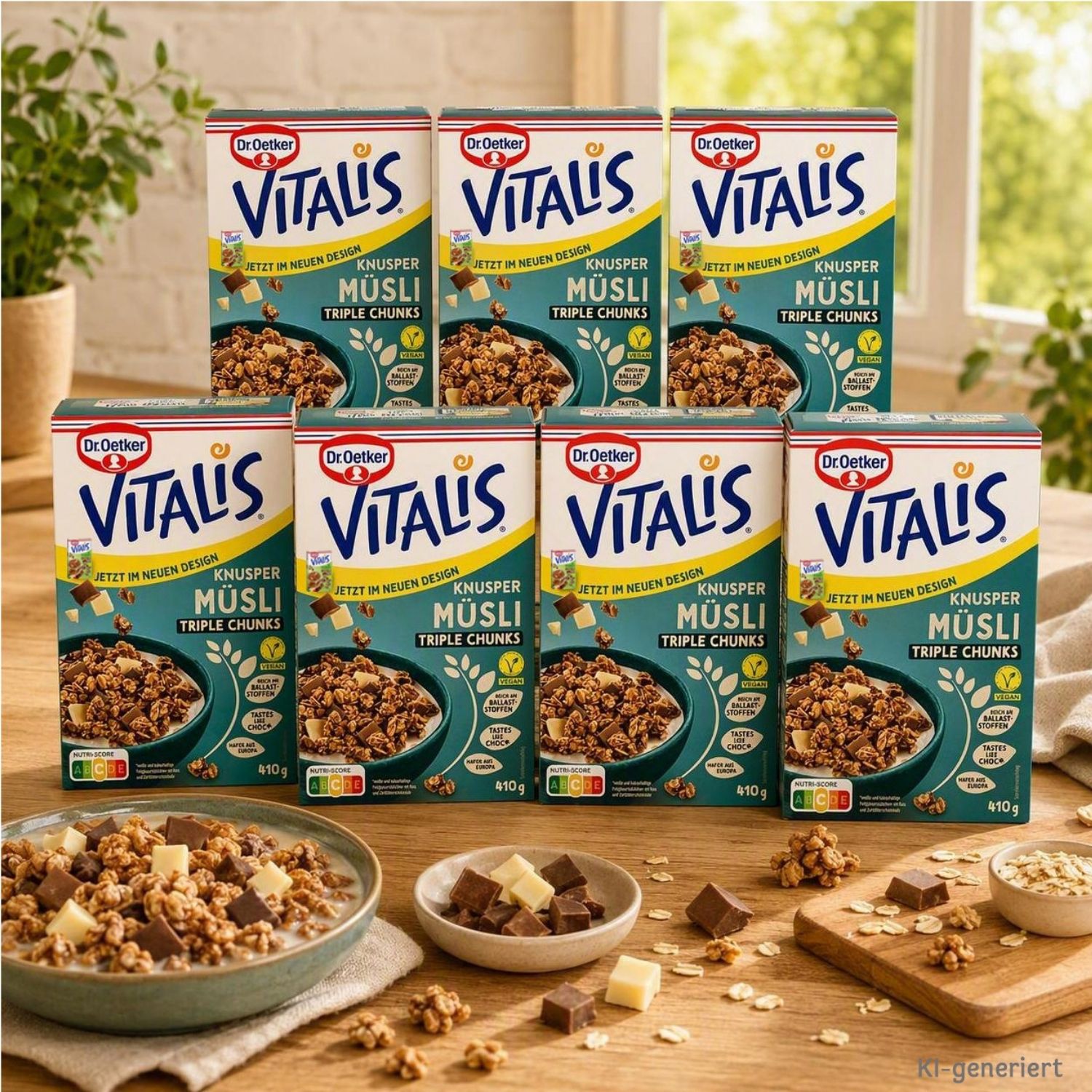 Vitalis Vegan Knusper Triple Chunks, 6er Pack + 1 gratis