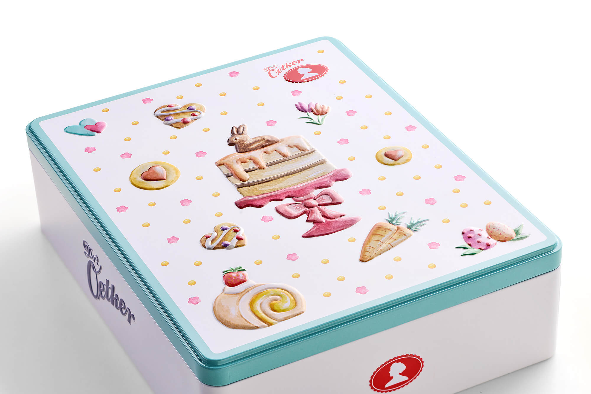 Freisteller der Keksdose Ostern von Dr. Oetker mit 3D Prägung