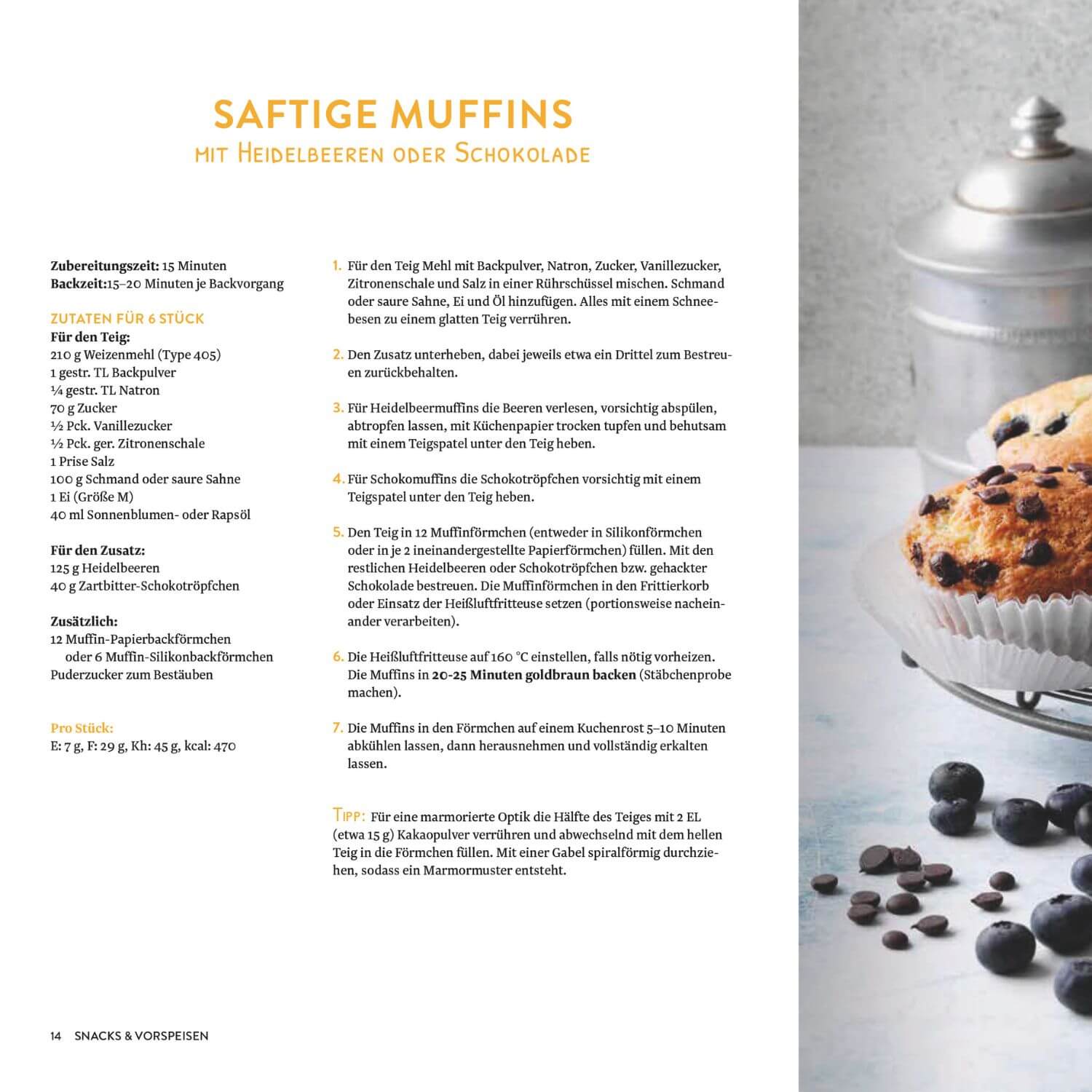Rezeptausschnitt fuer Muffins aus Dr. Oetker Backbuch Heissluftfritteuse