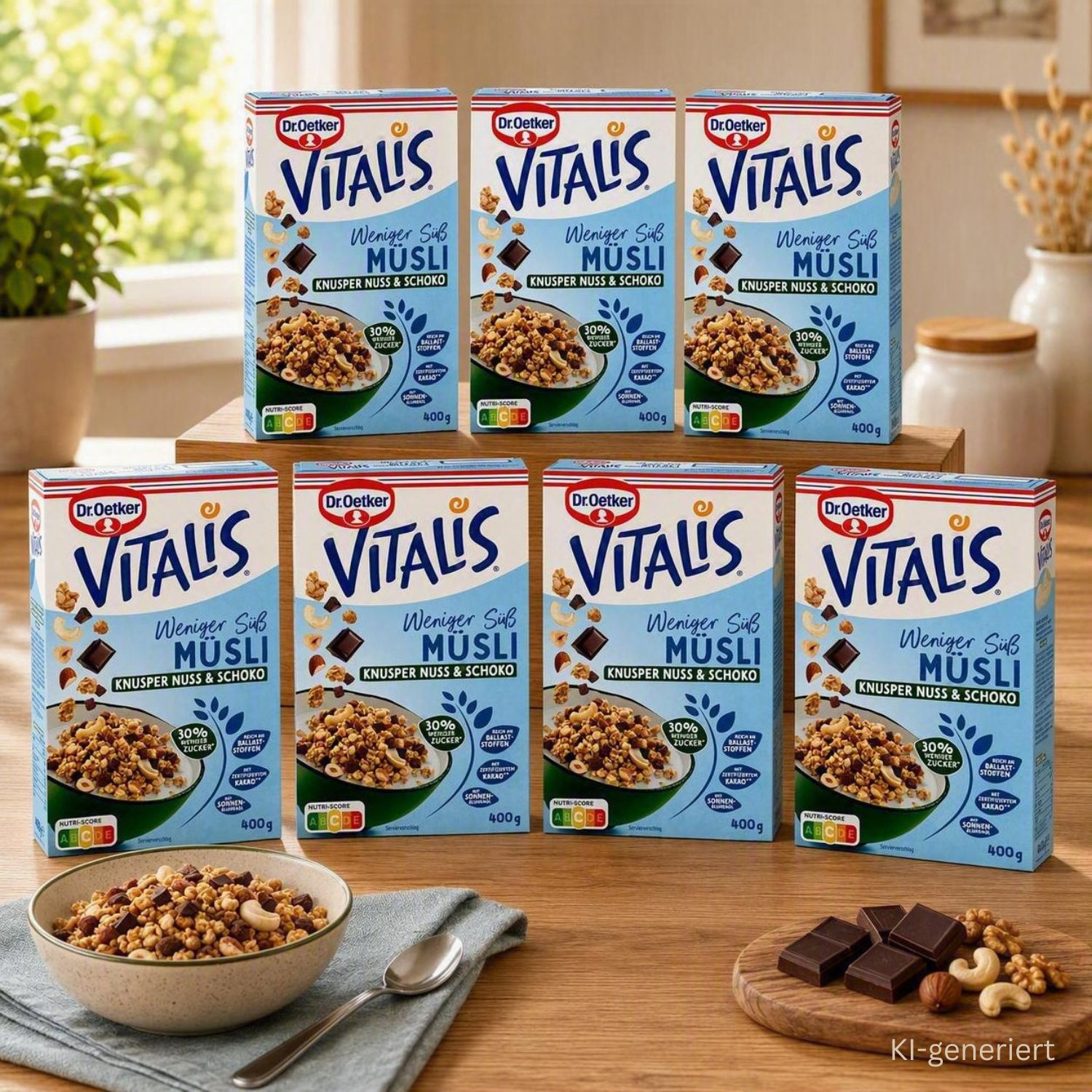 Vitalis Weniger Süß Knusper Nuss & Schoko, 6er Pack + 1 gratis