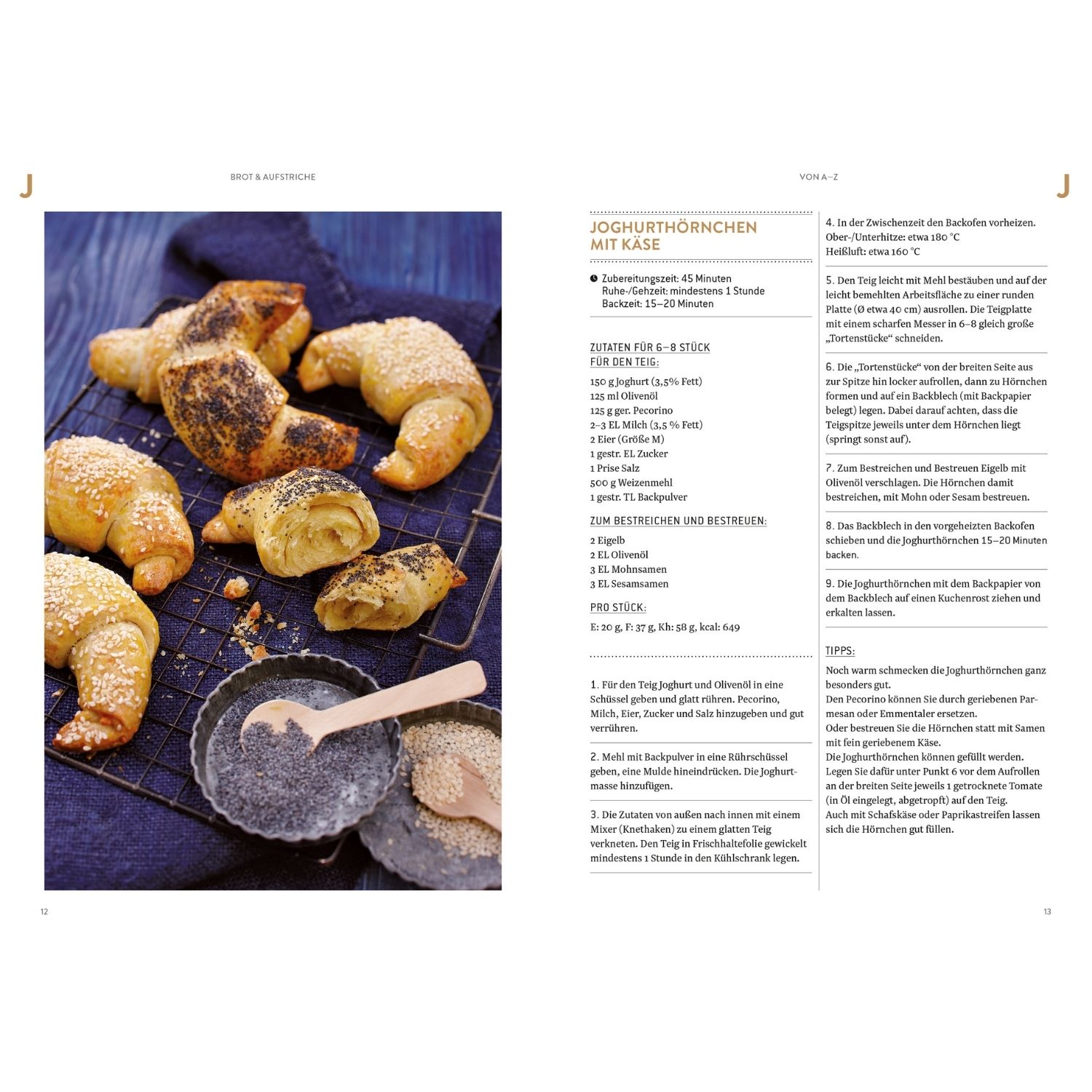 Rezept für Joghurthörnchen mit Käse und Bild daneben von Hörnchen