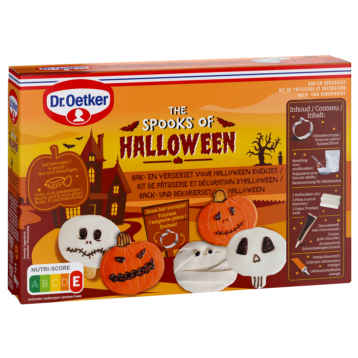 Verpackung eines Back-und-Dekoriersets für Halloweenkekse