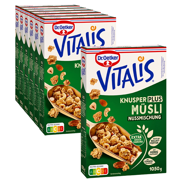 Vitalis KnusperPlus Nussmischung 1050 g, 6er Pack + 1 gratis