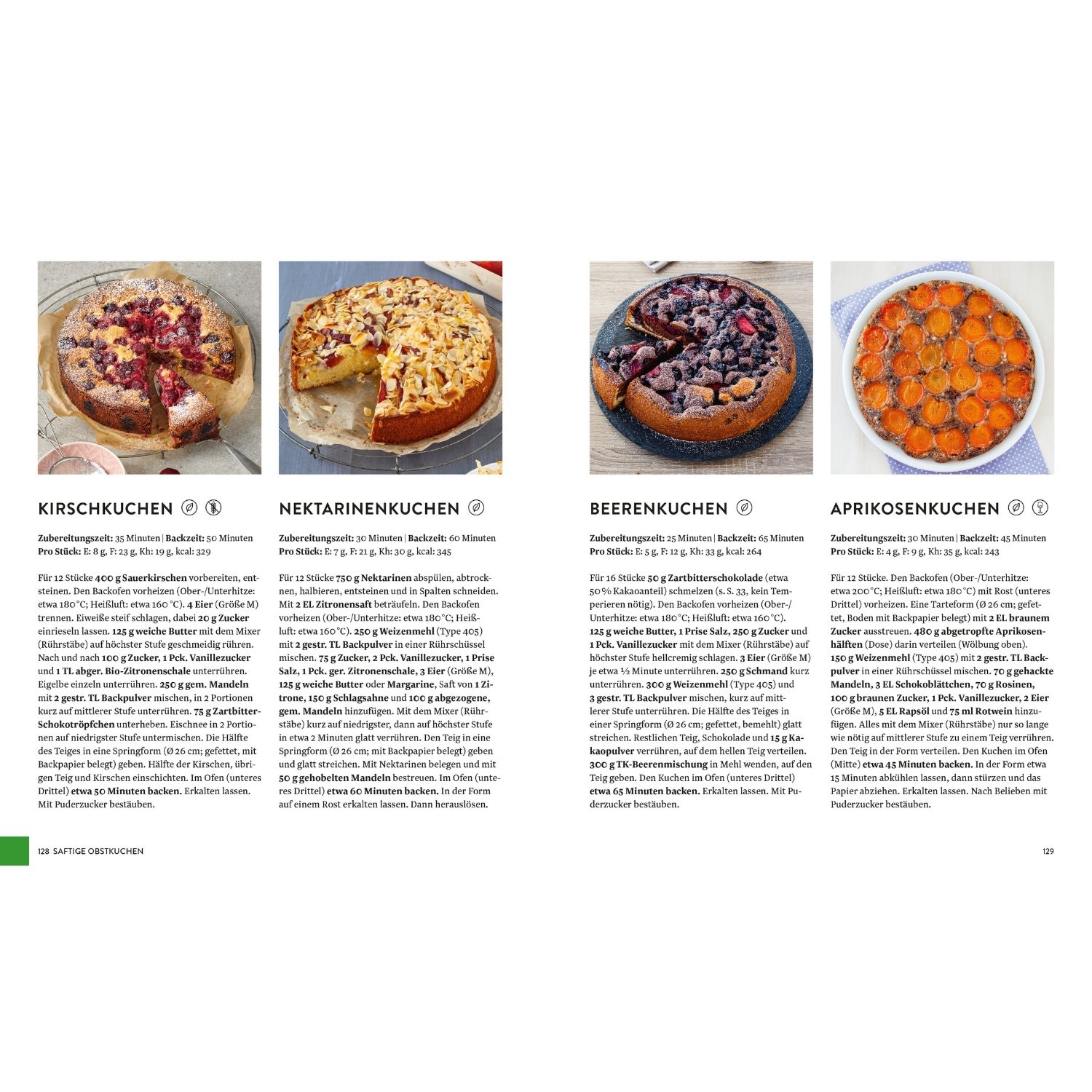 verschiedene Kuchenrezepte mit Bildern von Kuchen