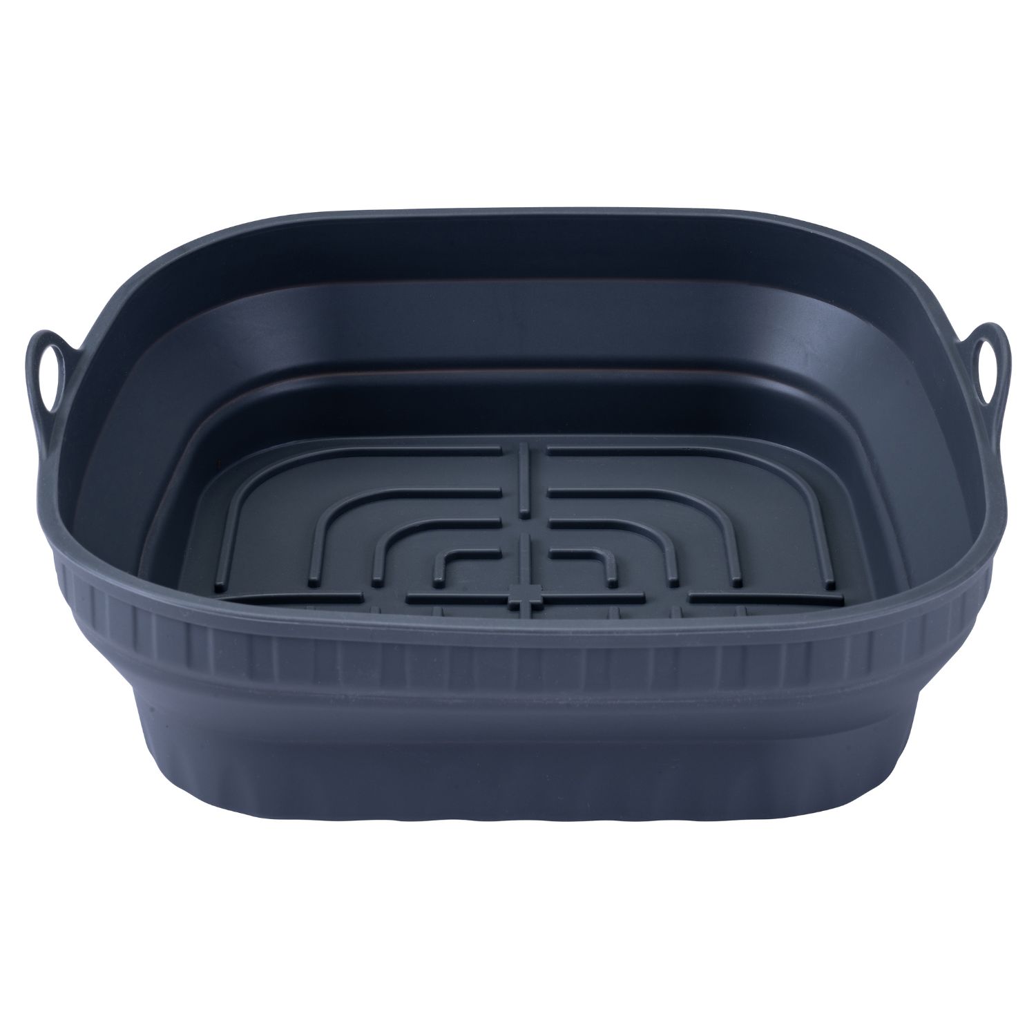 Eine eckige Silikonform für die Heißluftfritteuse, aufgefaltet