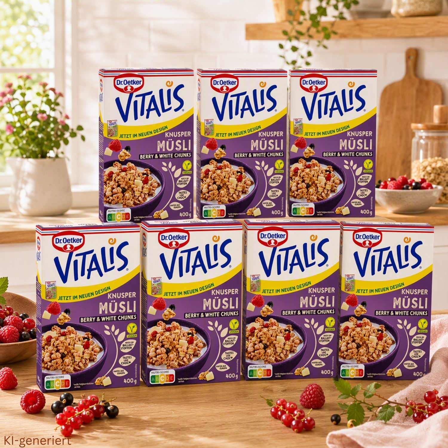 Vitalis Vegan Knusper Berry White Chunks, 6er-Pack + 1 gratis