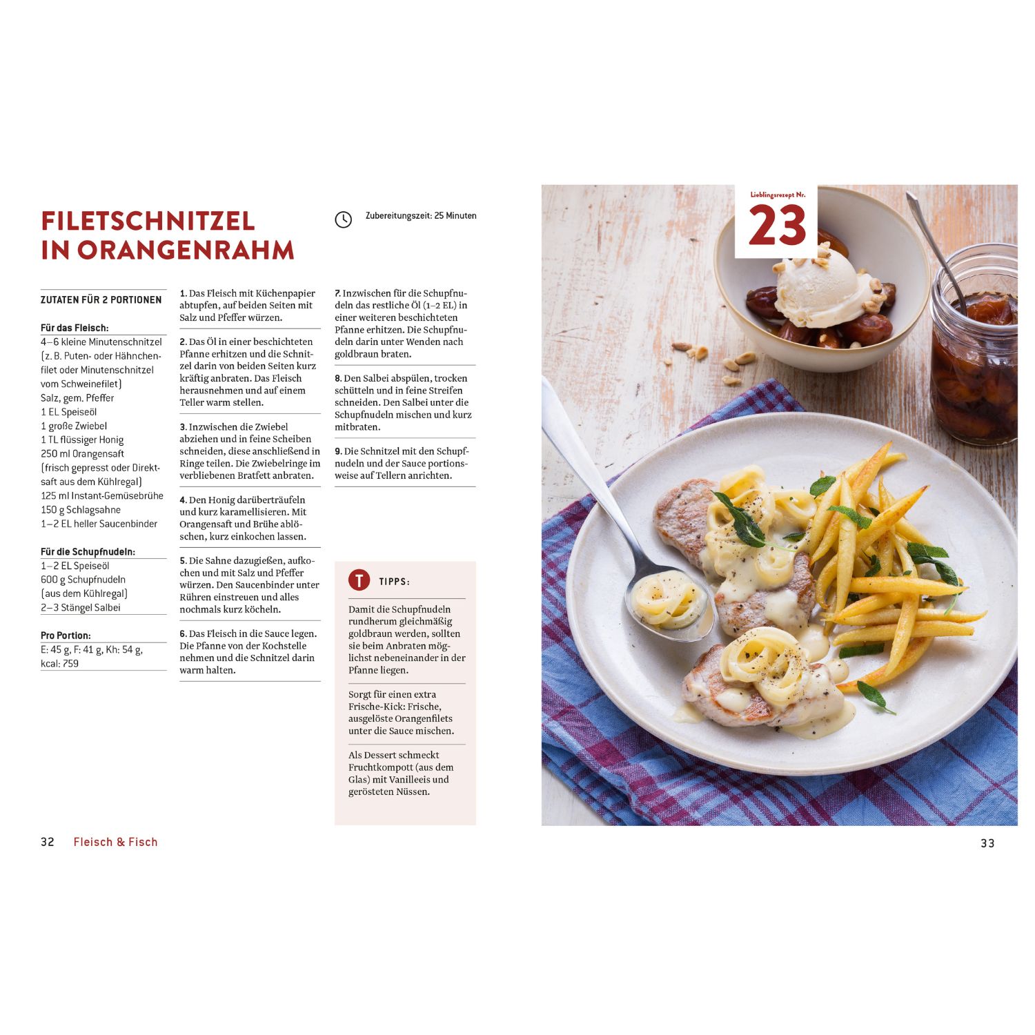 Rezept für Filetschnitzel in Orangenrahm mit Bild