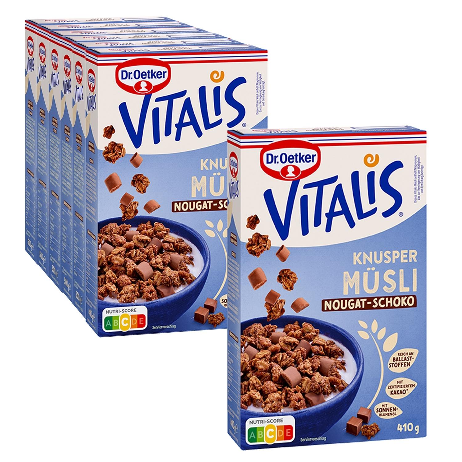 Vitalis Knuspermüsli Nougat-Schoko, 6er Pack + 1 gratis