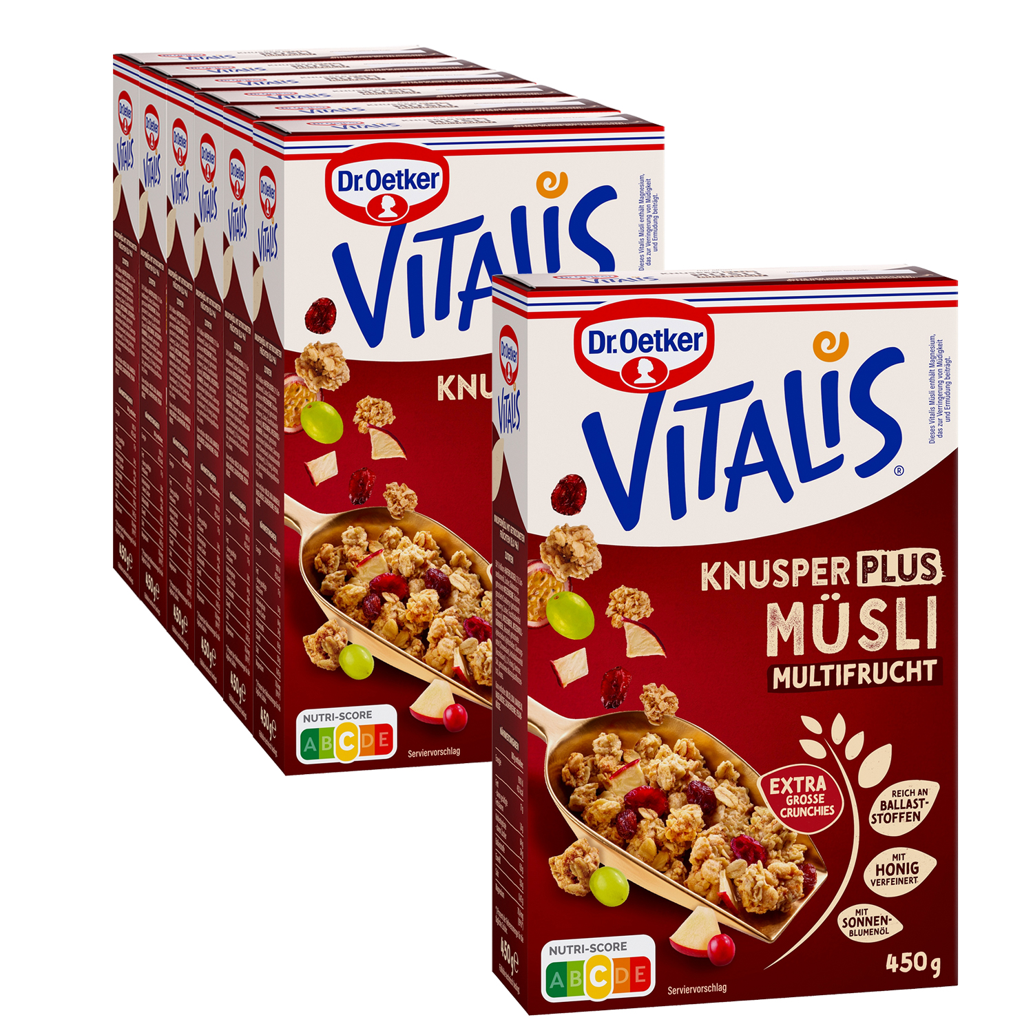 Vitalis KnusperPlus Multifrucht, 6er Pack + 1 gratis