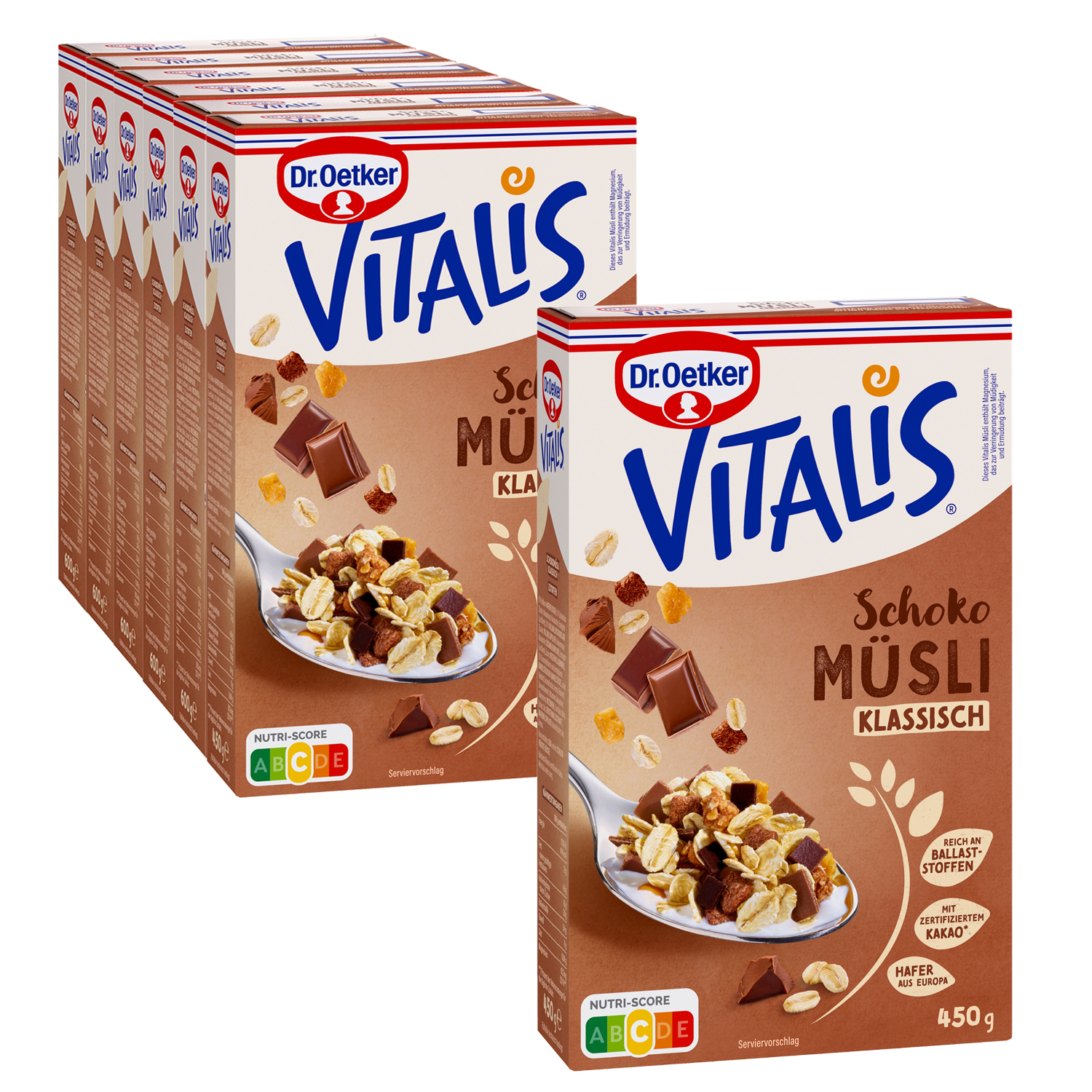 Vitalis Schokomüsli klassisch, 6er Pack + 1 gratis