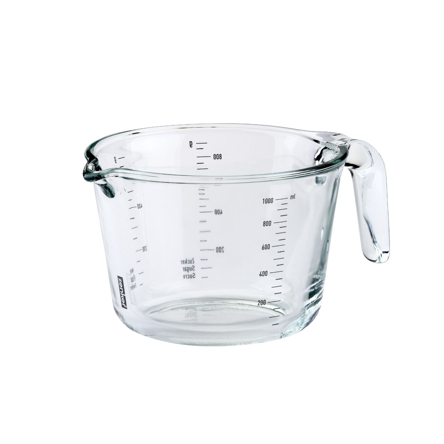 Glasmessbecher mit Henkel und 1l Volumen