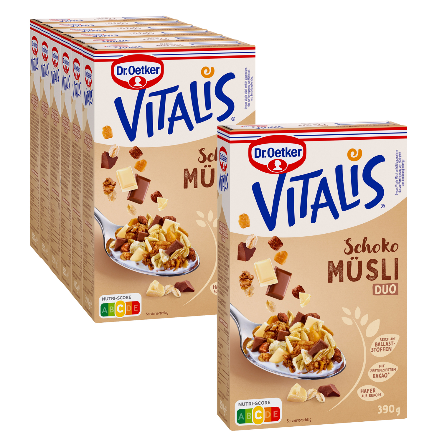 Vitalis Schoko Duo Müsli, 6er Pack + 1 gratis