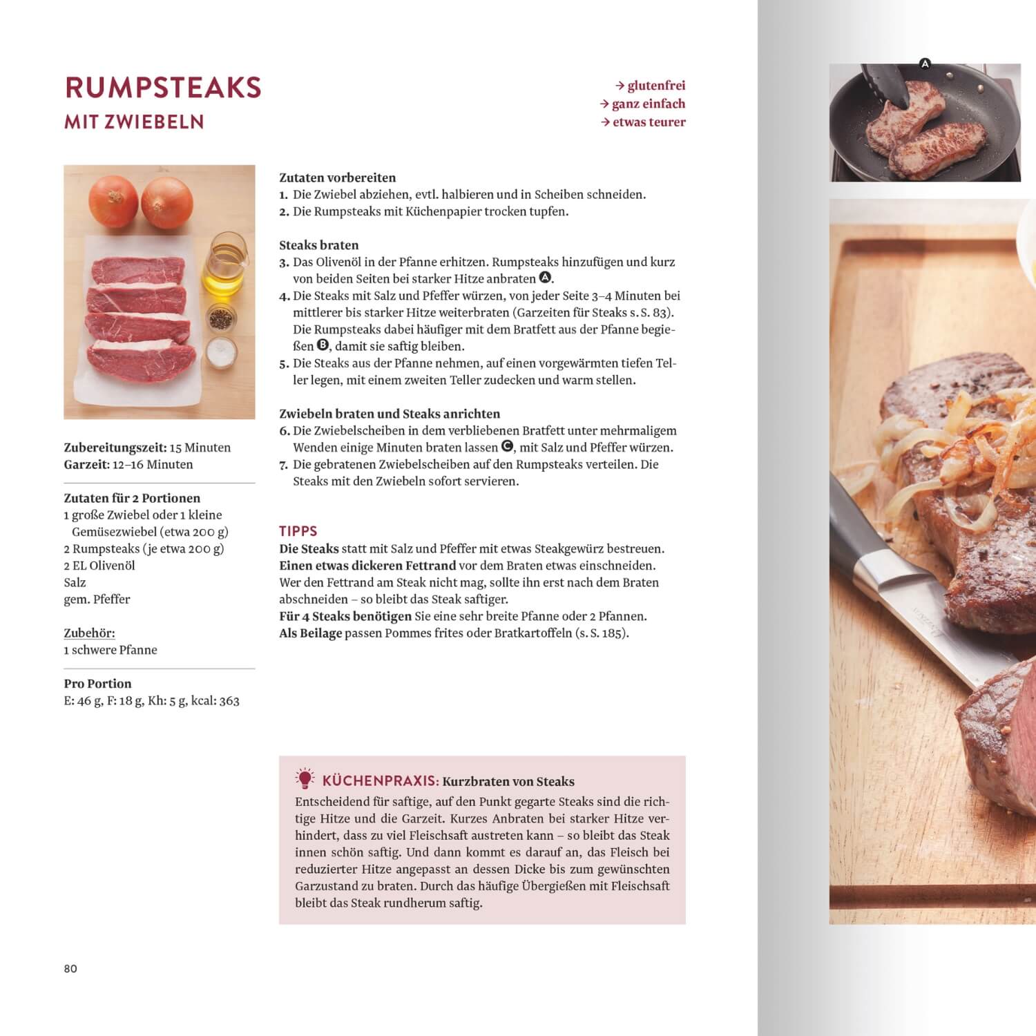 Rezeptausschnitt fuer Rumpsteaksaus einem Dr. Oetker Kochbuch