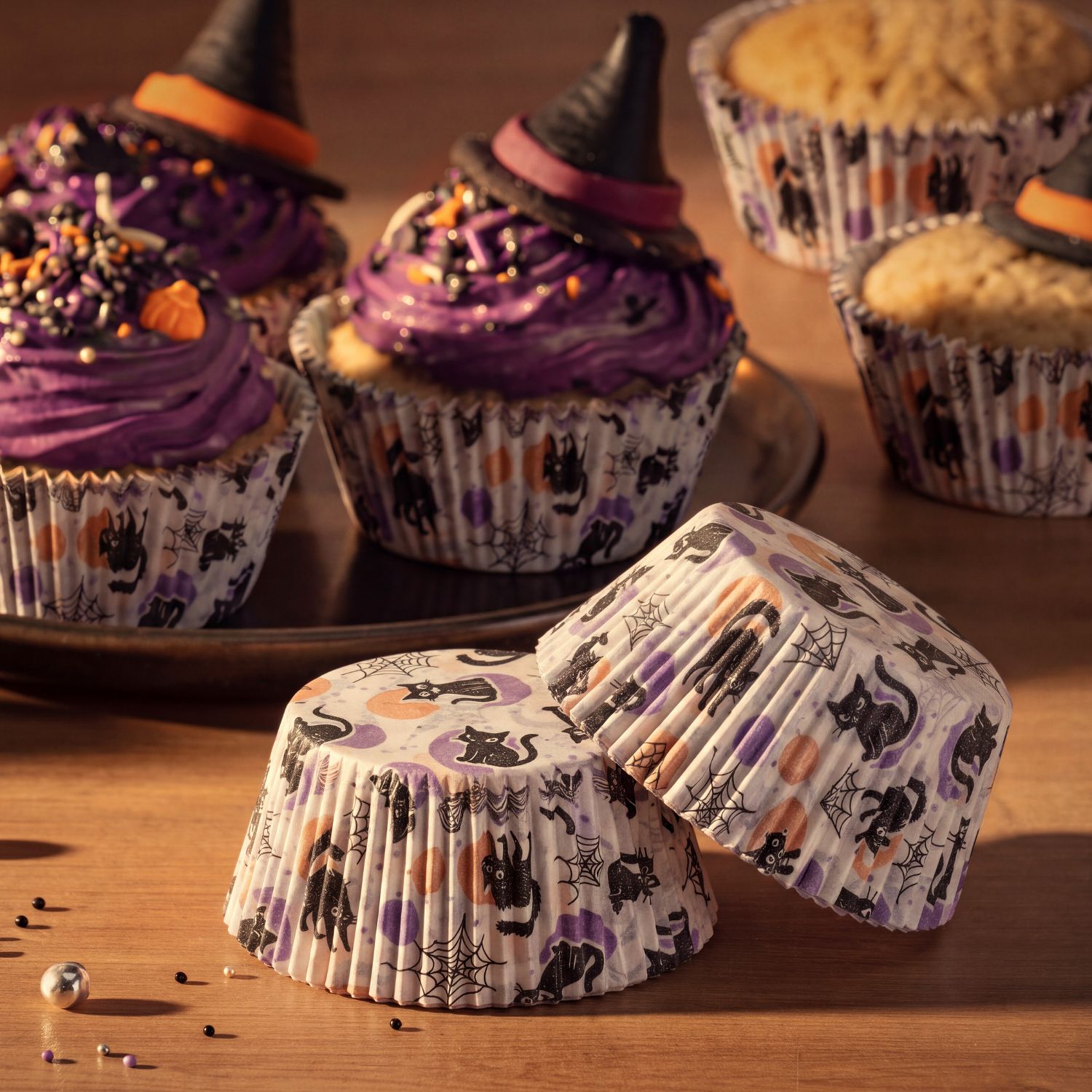 Papier-Muffinförmchen "Halloween-Katze"