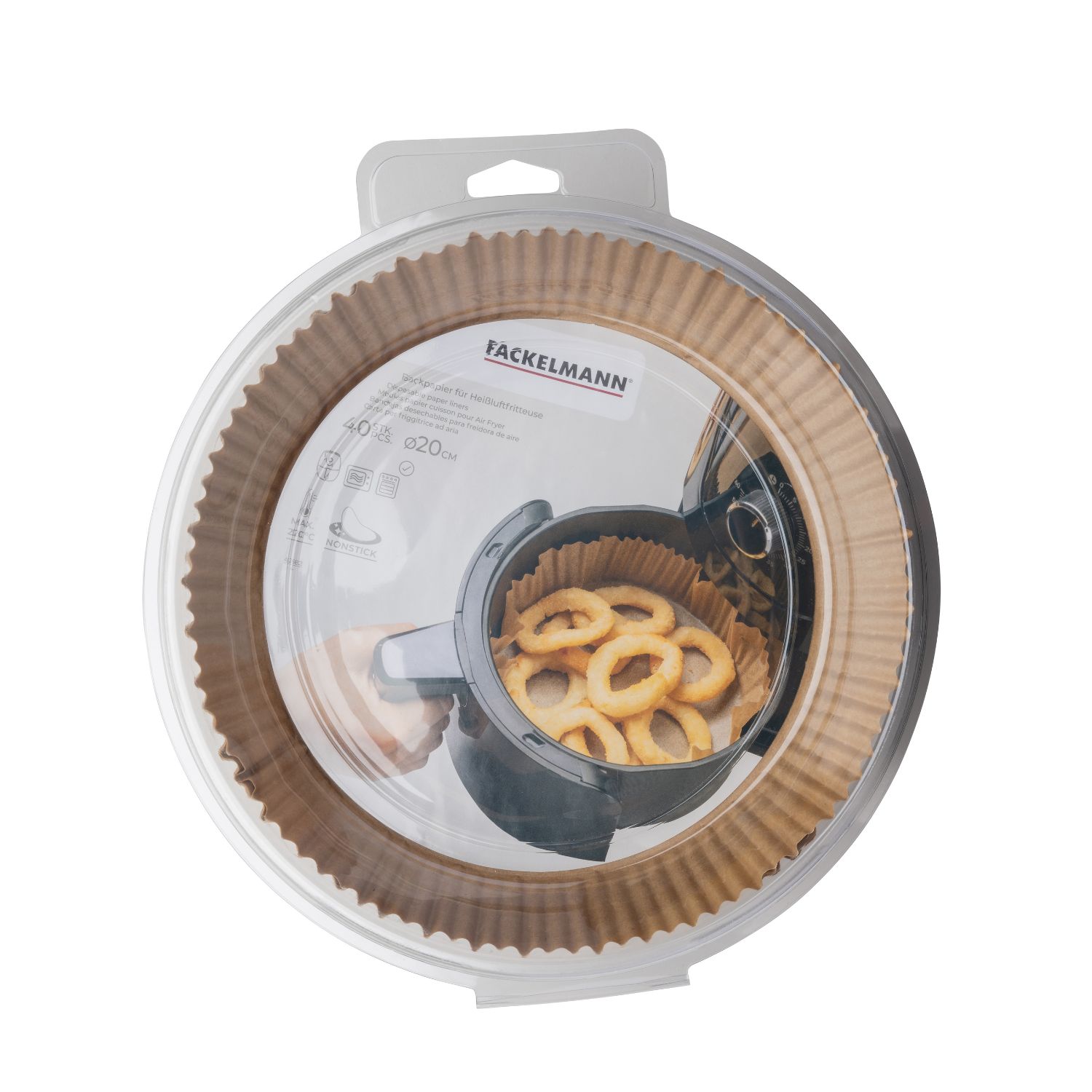 Backpapier rund für die Heissluftfritteuse in der Verpackung