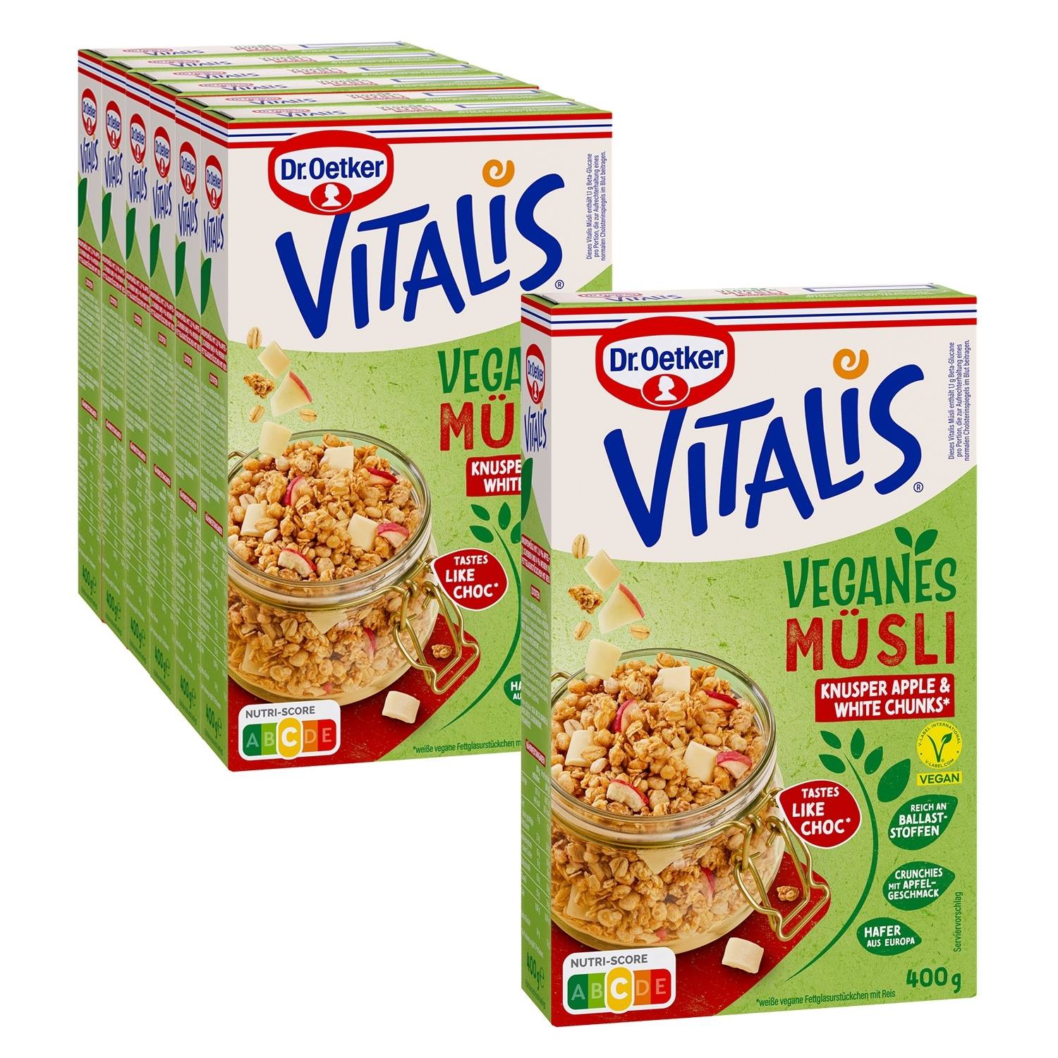 Vitalis Vegan Knusper Apple White Chunks, 6er-Pack + 1 gratis