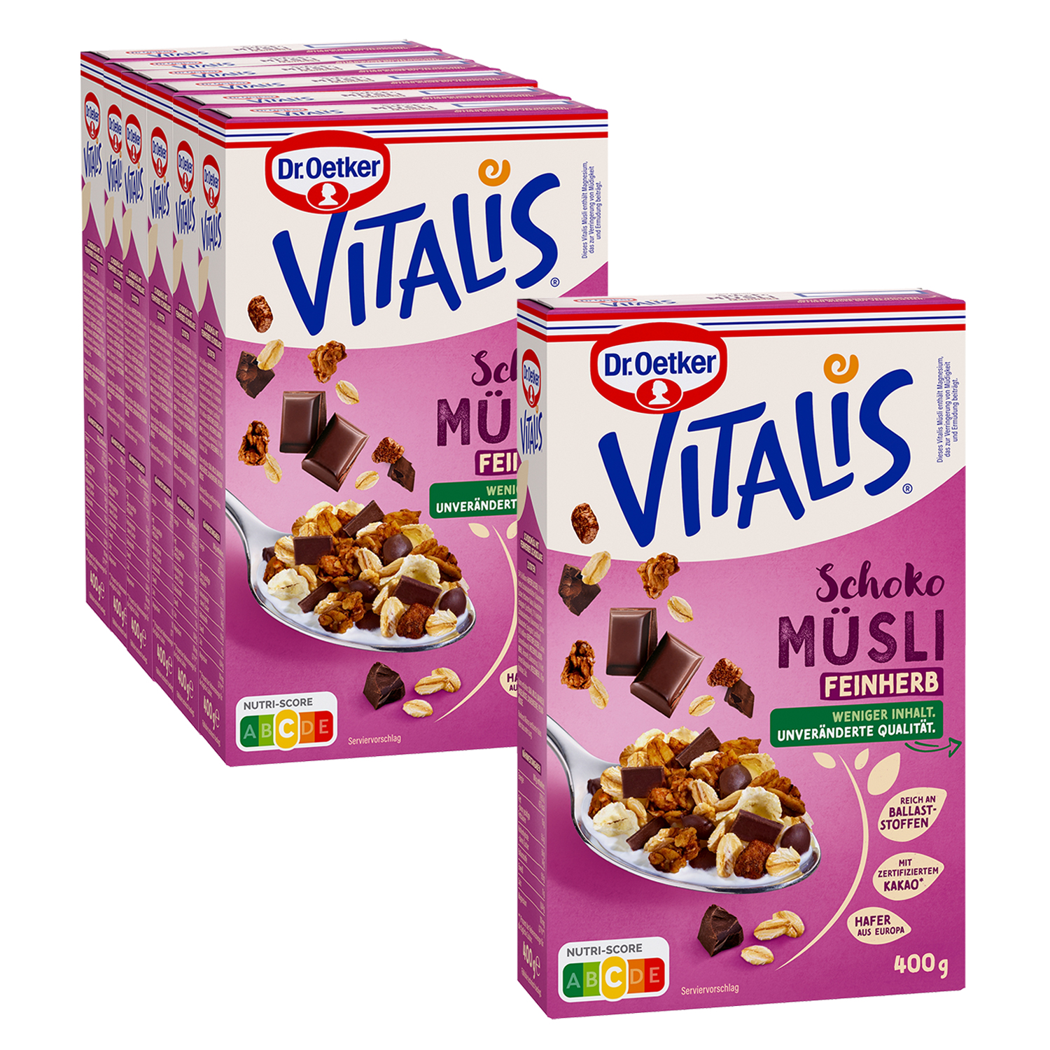 Vitalis Schokomüsli feinherb, 6er Pack + 1 gratis
