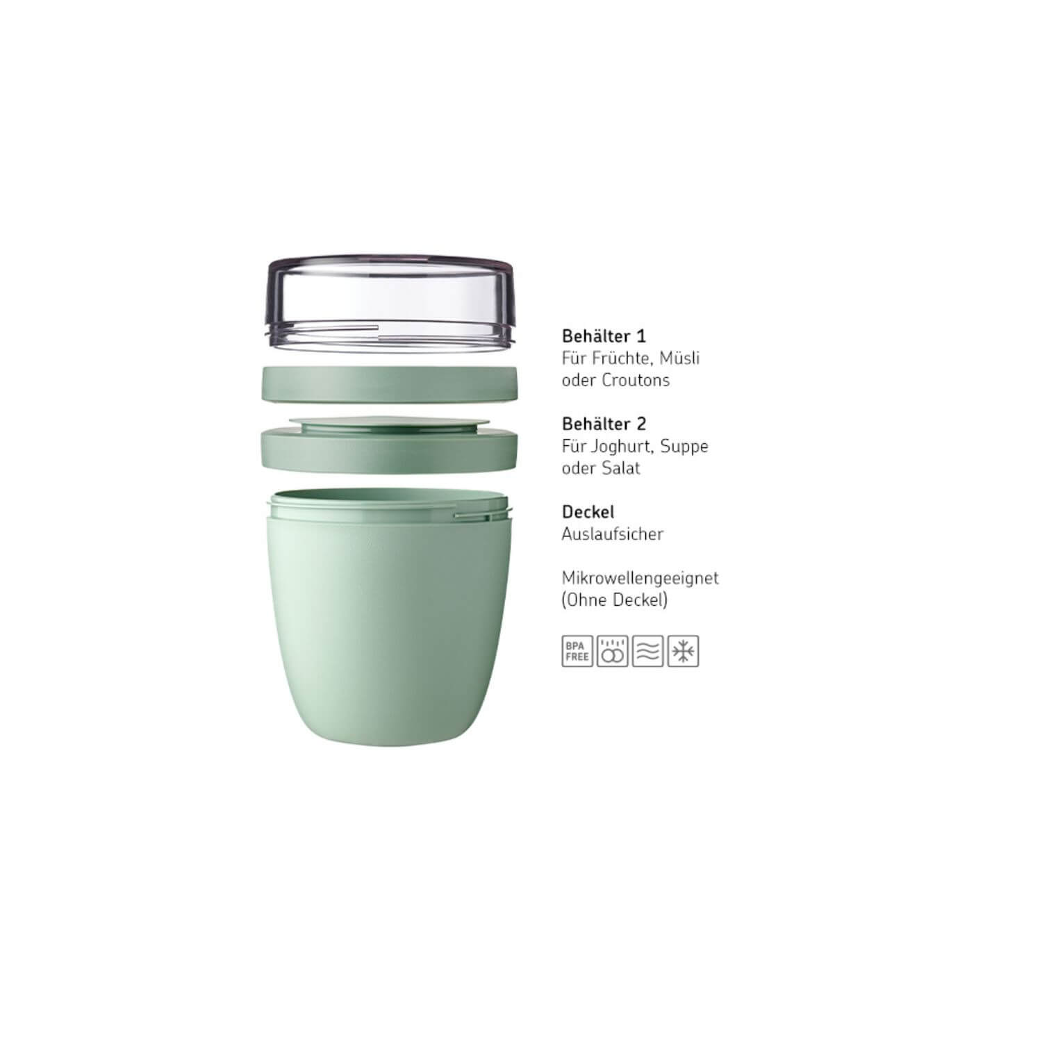 Mepal Lunchpot in mintgruen mit Produktbezeichnungen