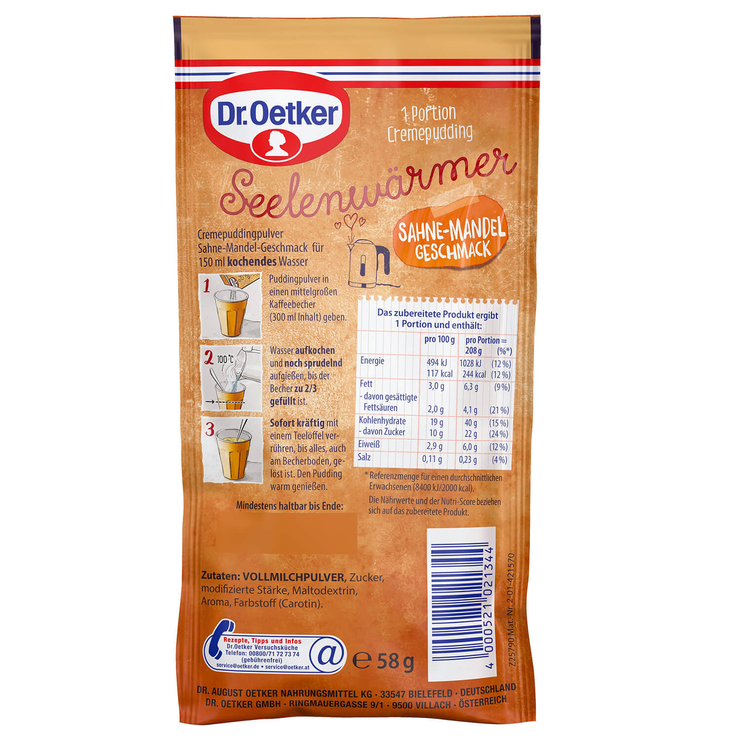 Seelenwärmer Tassen-Cremepudding Sahne-Mandel-Geschmack Seelenwärmer Tassen-Cremepudding Sahne-Mandel-Geschmack