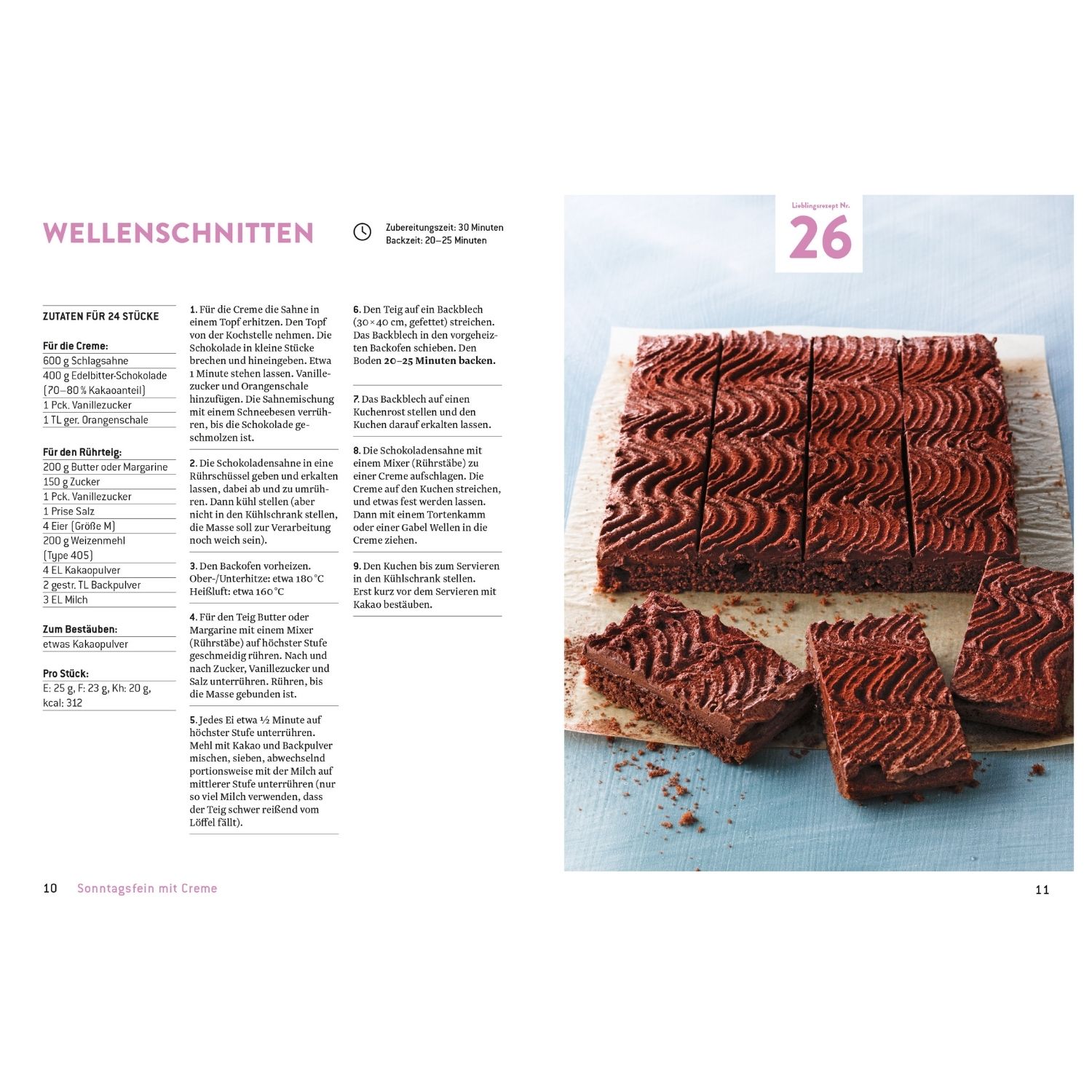 Rezept für Wellenschnitten und rechts daneben ein Bild von Wellenschnitten
