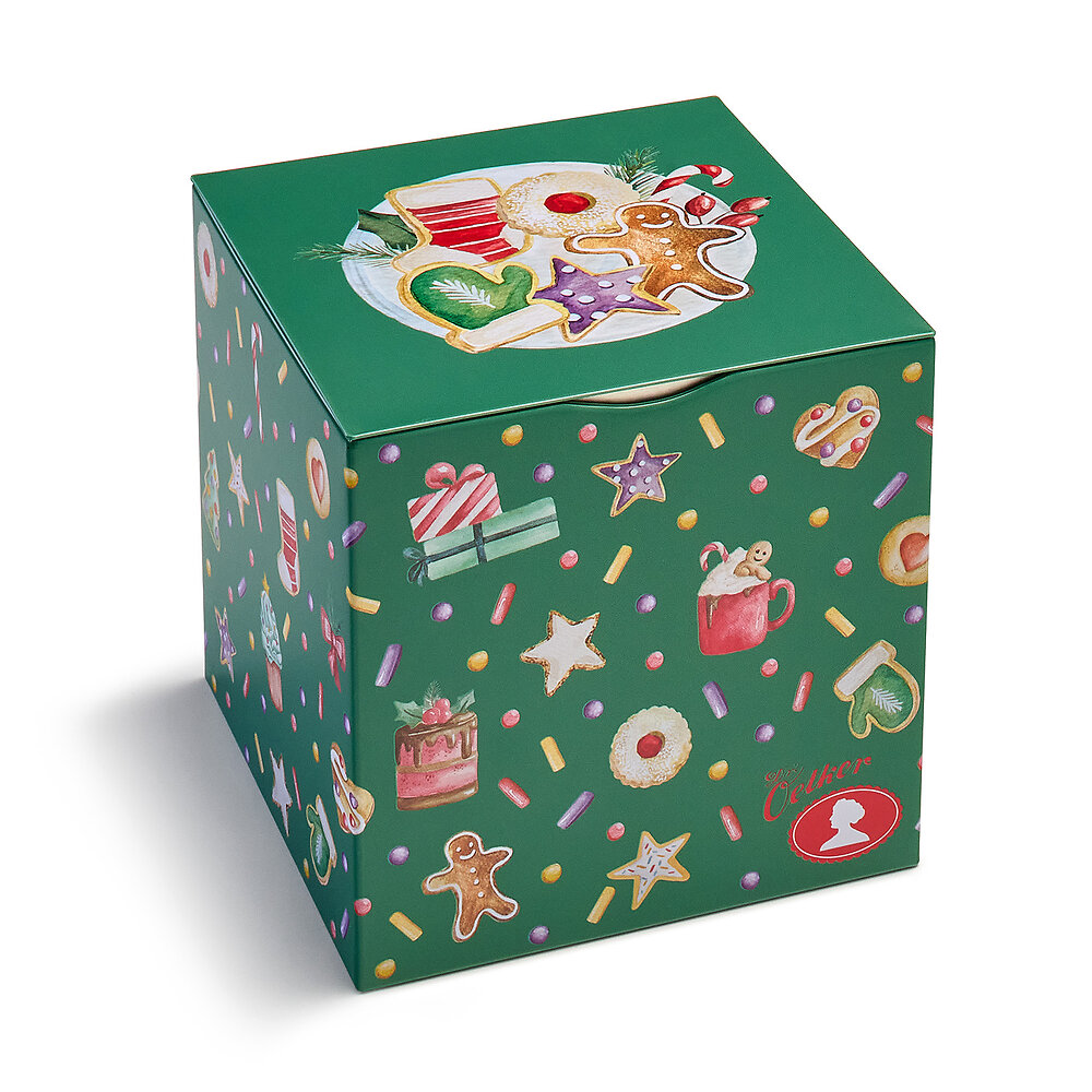 Würfeldose mit weihnachtlichem Motiv