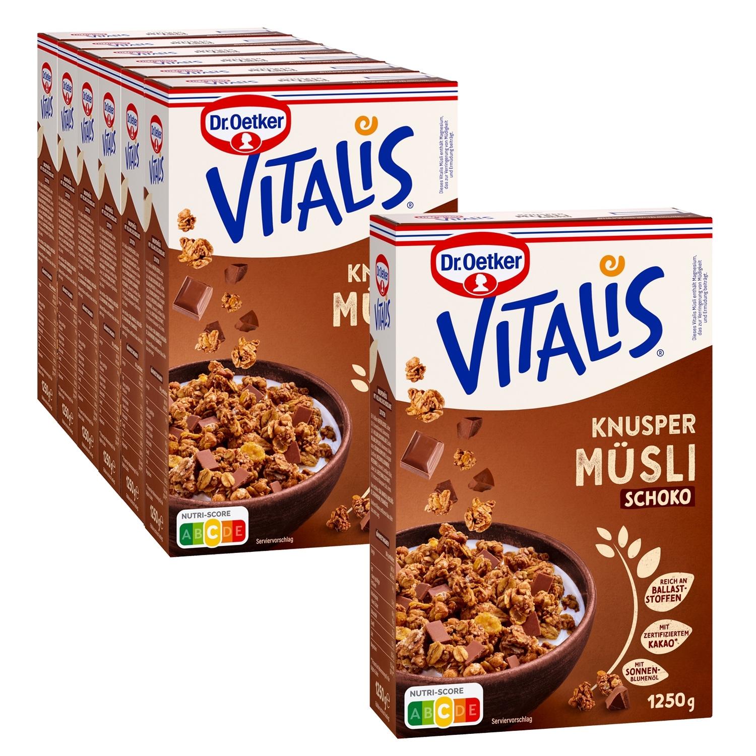 Vitalis Knuspermüsli Schoko 1.250 g, 6er Pack + 1 gratis