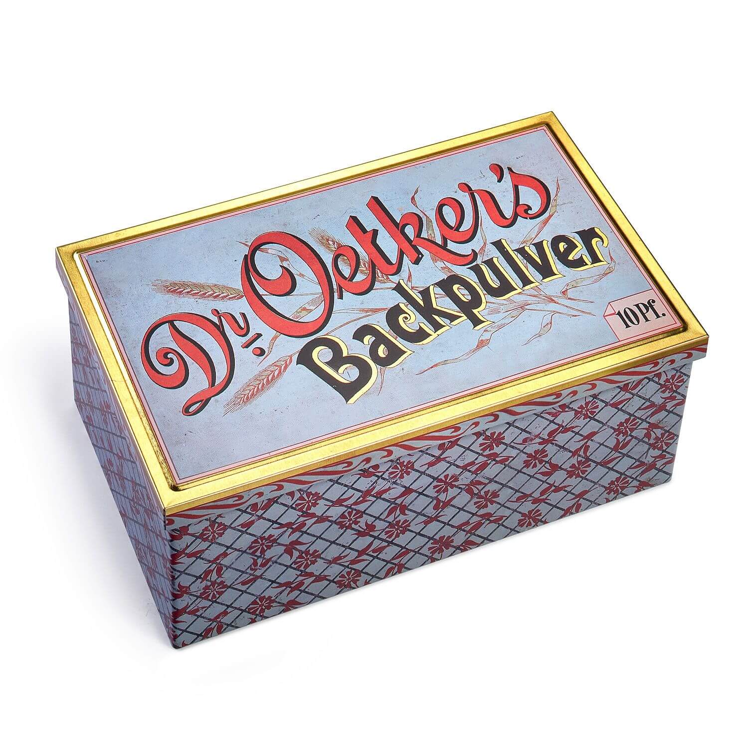 Keksdose im Retro Design mit Dr. Oetkers Backpulver als Schrift