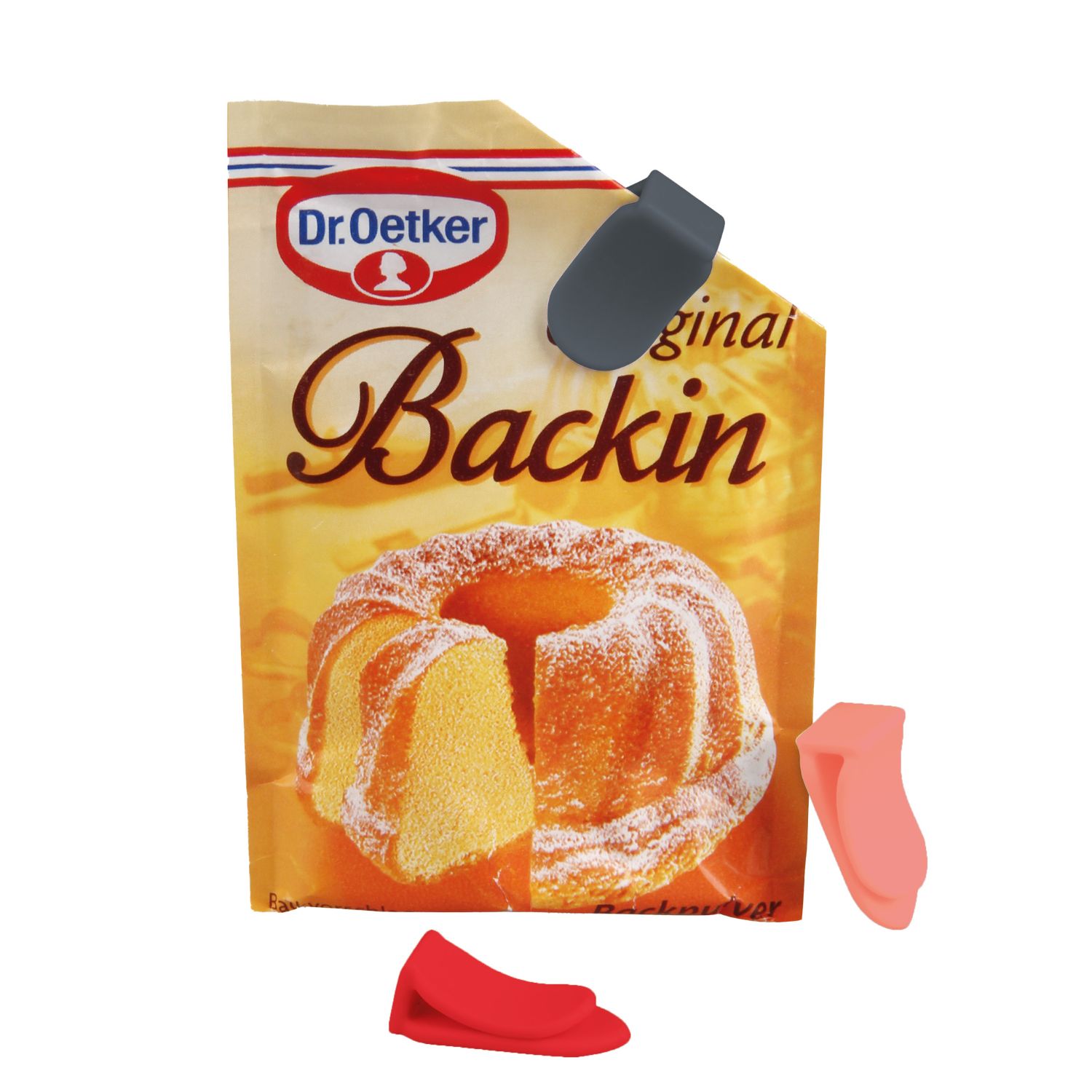 Minituetenclips die ein offenes Backin-Tuetchen zusammenhalten