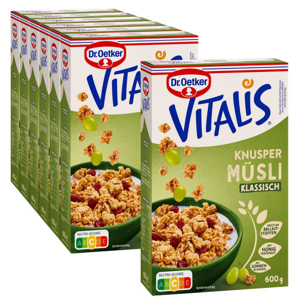 Vitalis Knuspermüsli klassisch, 6er Pack + 1 gratis