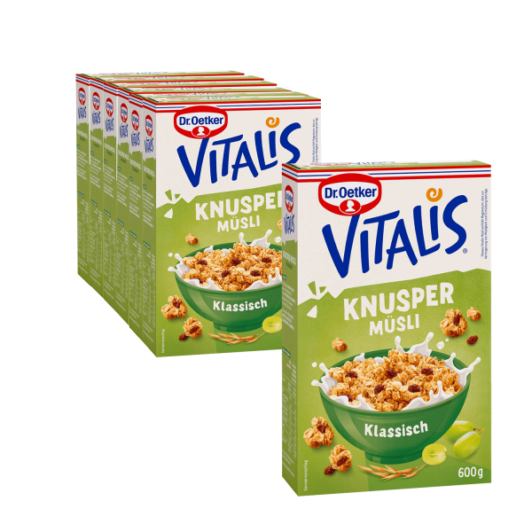Vitalis Knuspermüsli klassisch 1500g, 6er Pack + 1 gratis