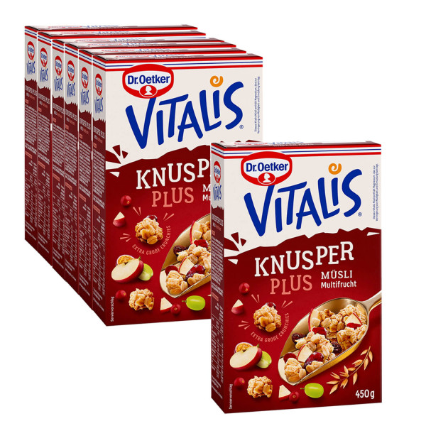 Vitalis KnusperPlus Multifrucht, 6er Pack + 1 gratis