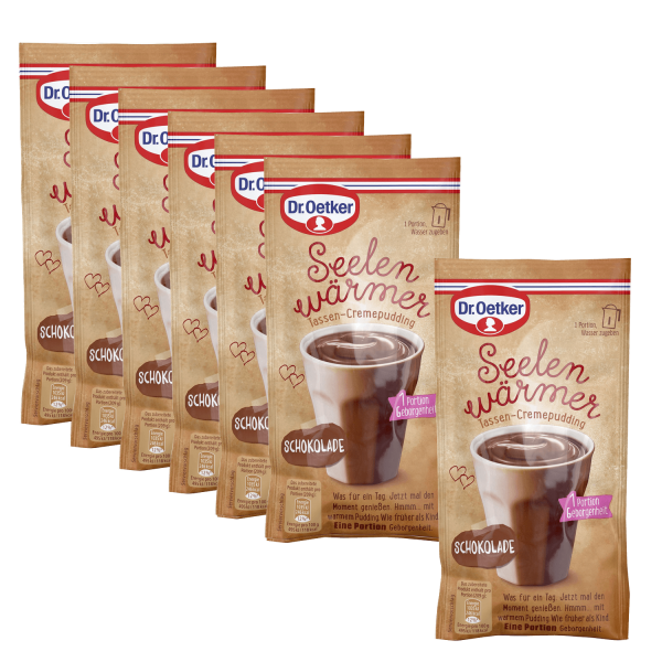 Seelenwärmer Tassen-Cremepudding Schokolade, 6er Pack + 1 gratis