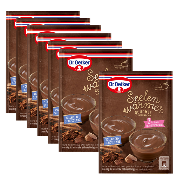 Seelenwärmer Gourmet-Cremepudding Vollmilch-Schokolade, 6er Pack + 1 gratis