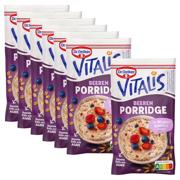Vitalis Porridge Beeren, 6er Pack + 1 gratis