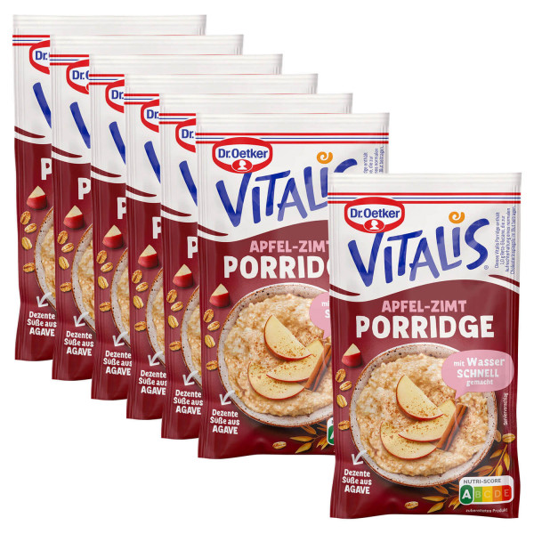 Vitalis Porridge Apfel-Zimt, 6er Pack + 1 gratis