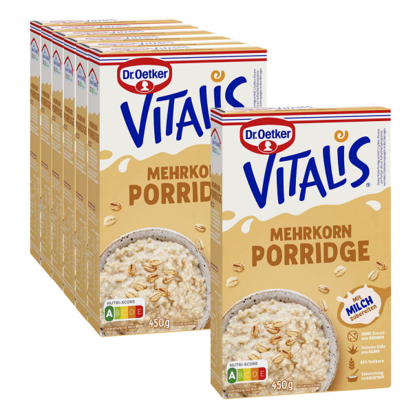 Vitalis Porridge Großpackung Mehrkorn, 6er Pack + 1 gratis